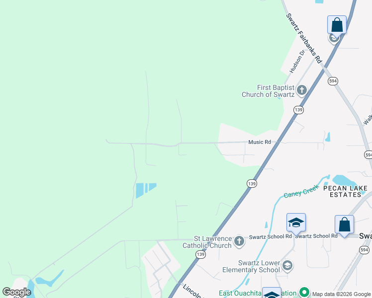 map of restaurants, bars, coffee shops, grocery stores, and more near 339 Music Road in Monroe