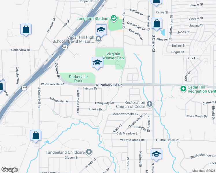 map of restaurants, bars, coffee shops, grocery stores, and more near 803 Burney Court in Cedar Hill