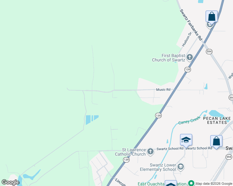 map of restaurants, bars, coffee shops, grocery stores, and more near 339 Music Road in Monroe