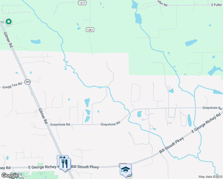 map of restaurants, bars, coffee shops, grocery stores, and more near 5700 McCann Creek Road in Longview