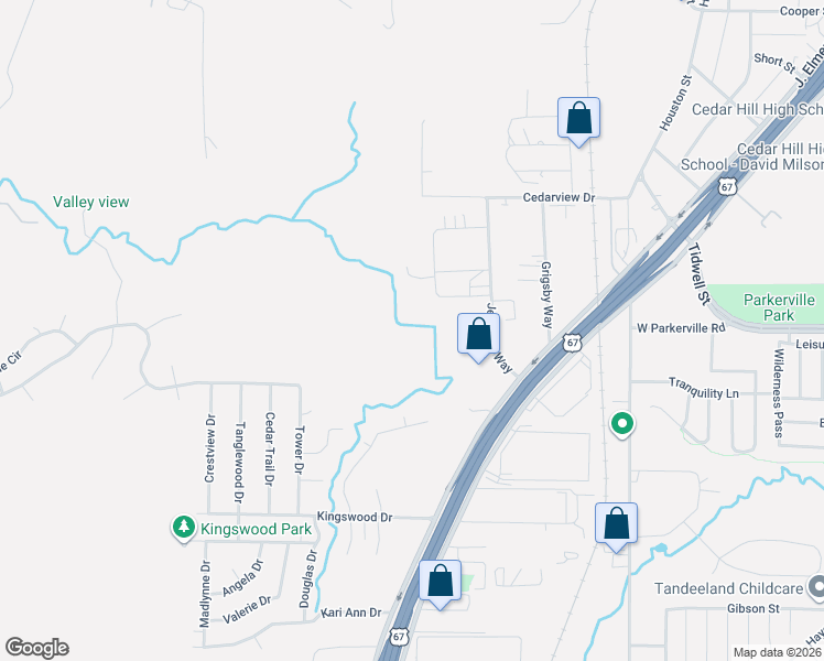 map of restaurants, bars, coffee shops, grocery stores, and more near 68 Ragland Street in Cedar Hill