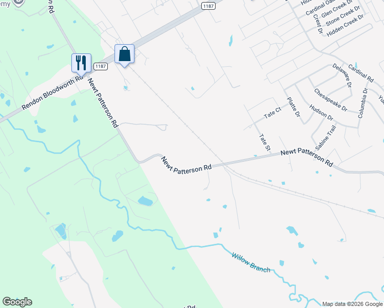 map of restaurants, bars, coffee shops, grocery stores, and more near 1830 Newt Patterson Road in Mansfield