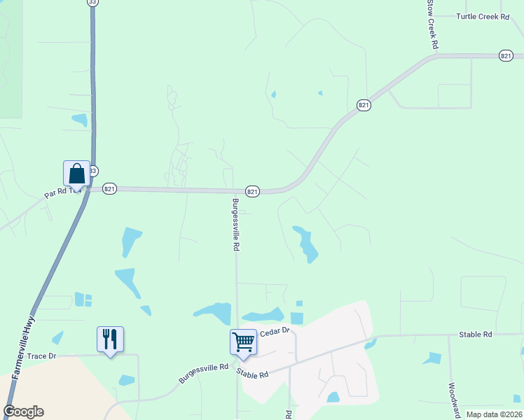 map of restaurants, bars, coffee shops, grocery stores, and more near 3077 Louisiana 821 in Ruston