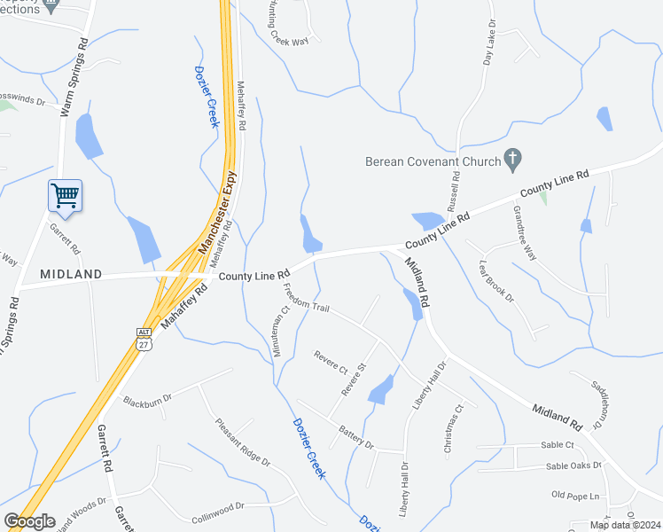 map of restaurants, bars, coffee shops, grocery stores, and more near 9800 County Line Road in Columbus