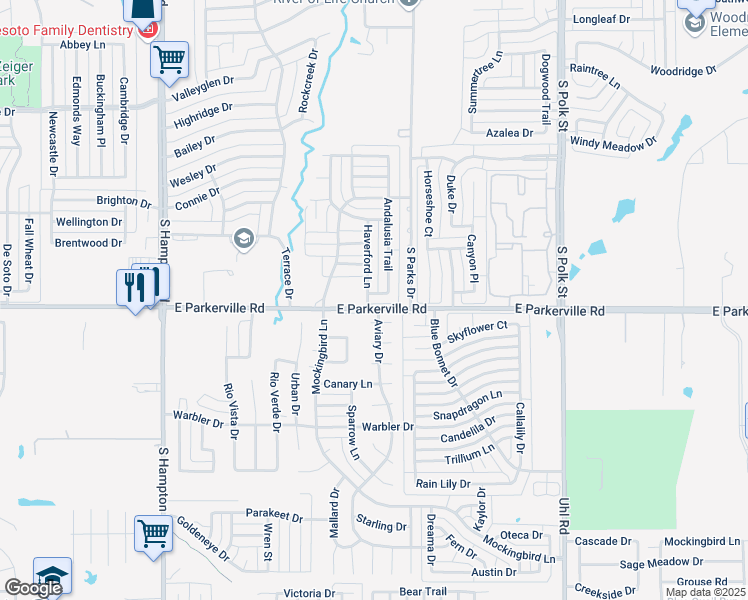 map of restaurants, bars, coffee shops, grocery stores, and more near 848 Andalusia Trail in DeSoto