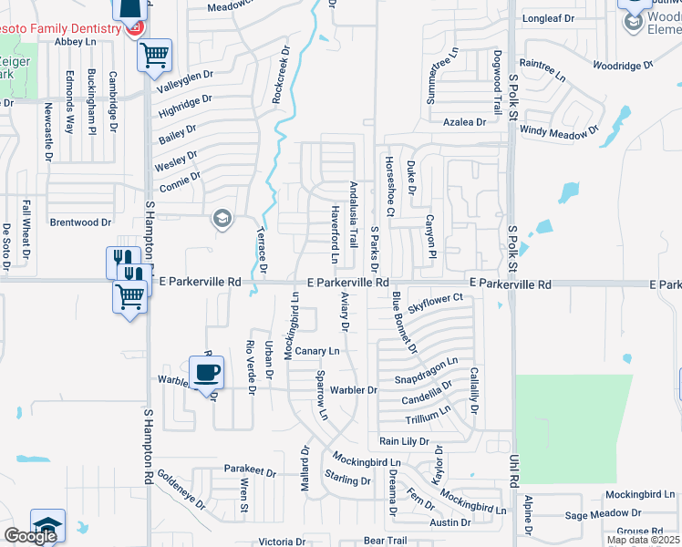 map of restaurants, bars, coffee shops, grocery stores, and more near 848 Andalusia Trail in DeSoto
