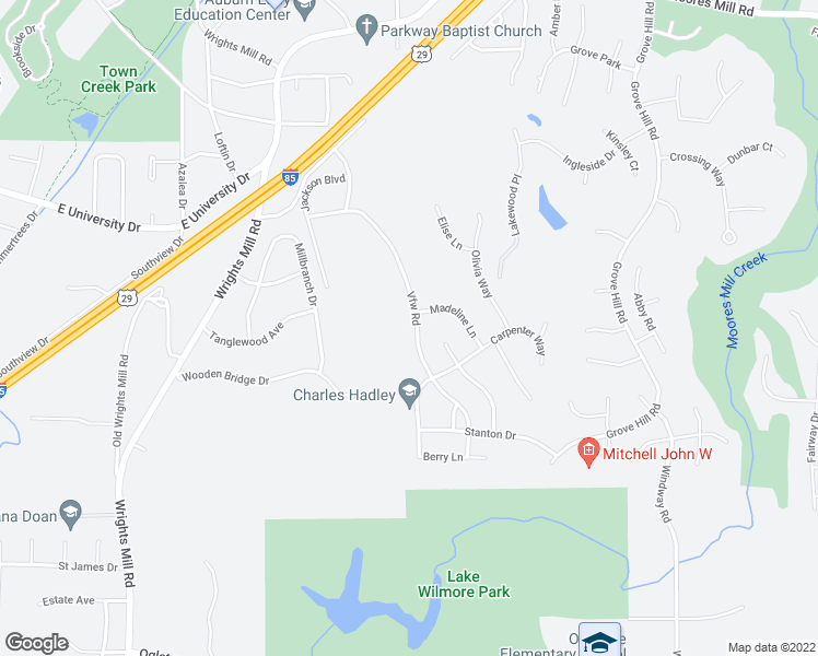 map of restaurants, bars, coffee shops, grocery stores, and more near 1740 Vfw Road in Auburn