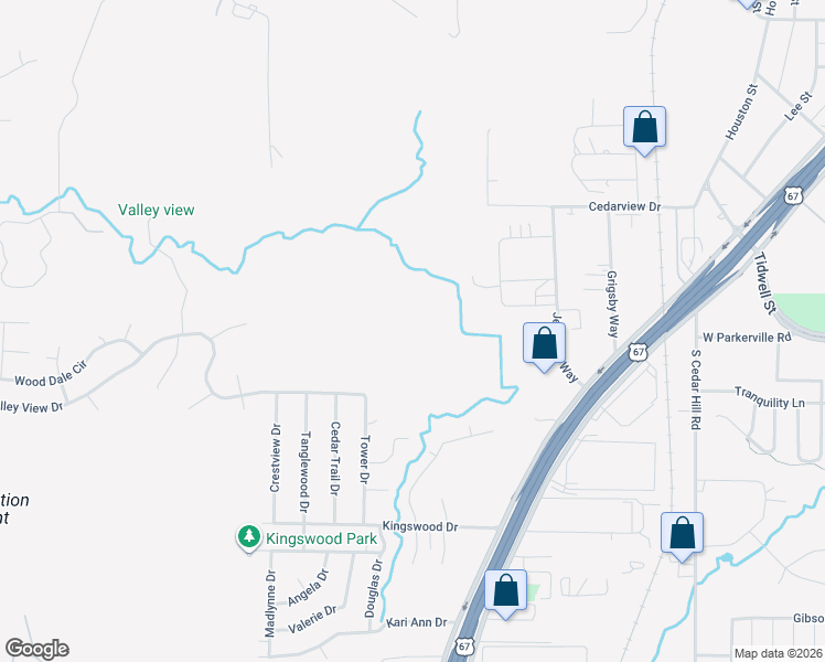 map of restaurants, bars, coffee shops, grocery stores, and more near 13 Sabre Drive in Cedar Hill