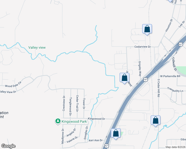 map of restaurants, bars, coffee shops, grocery stores, and more near 13 Sabre Drive in Cedar Hill