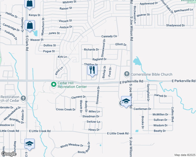 map of restaurants, bars, coffee shops, grocery stores, and more near 752 Rockett Lane in Cedar Hill
