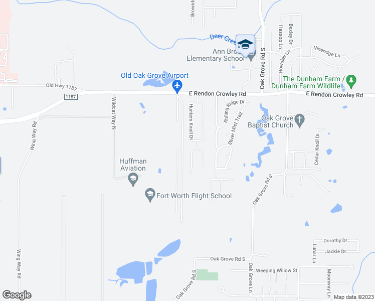 map of restaurants, bars, coffee shops, grocery stores, and more near 12400 Hunters Mill Trail in Burleson