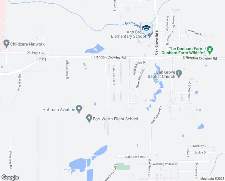 map of restaurants, bars, coffee shops, grocery stores, and more near 12301 Hunters Cabin Court in Burleson
