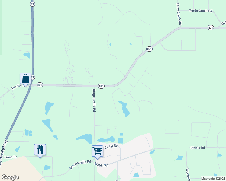 map of restaurants, bars, coffee shops, grocery stores, and more near 3077 Louisiana 821 in Ruston