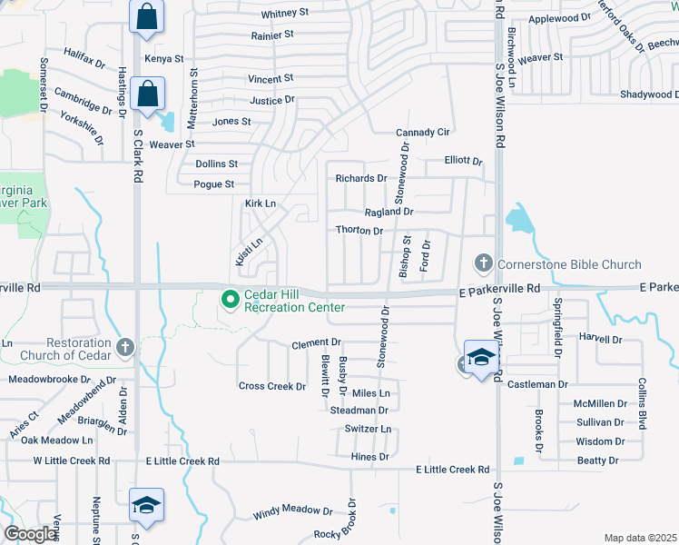 map of restaurants, bars, coffee shops, grocery stores, and more near 724 Ballard Street in Cedar Hill