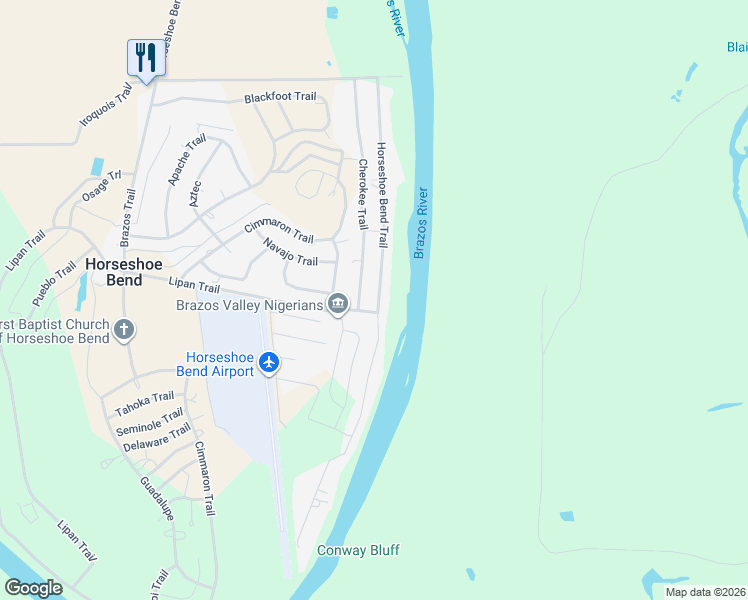 map of restaurants, bars, coffee shops, grocery stores, and more near 7101 Horseshoe Bend Trail in Weatherford
