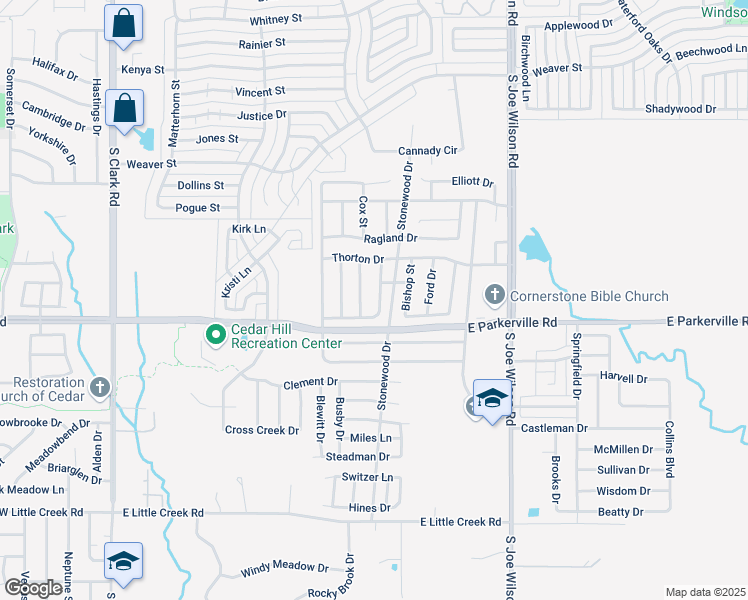 map of restaurants, bars, coffee shops, grocery stores, and more near 741 Rockett Lane in Cedar Hill