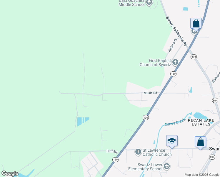 map of restaurants, bars, coffee shops, grocery stores, and more near 334 Music Road in Monroe