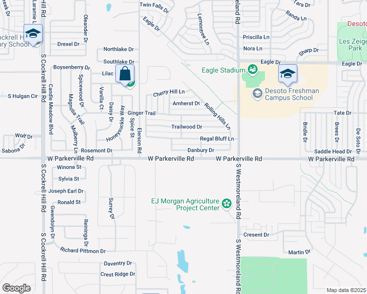 map of restaurants, bars, coffee shops, grocery stores, and more near 24 Danbury Drive in DeSoto