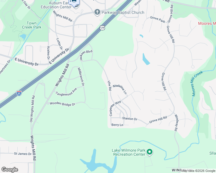 map of restaurants, bars, coffee shops, grocery stores, and more near 1740 Vfw Road in Auburn