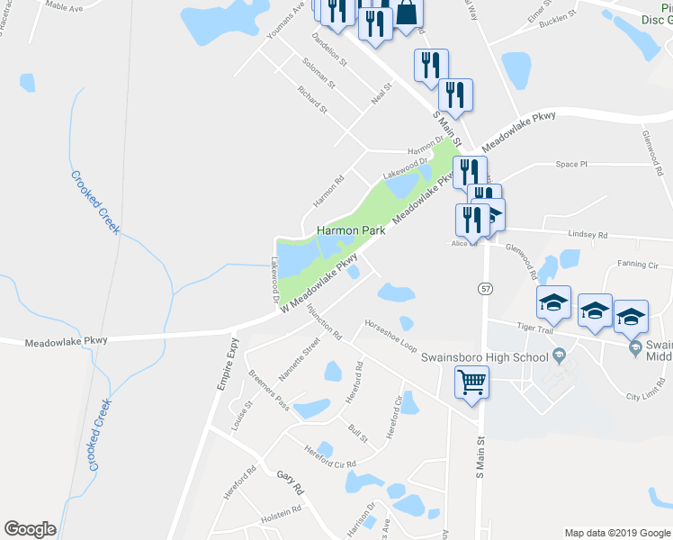 map of restaurants, bars, coffee shops, grocery stores, and more near 149 West Meadowlake Parkway in Swainsboro