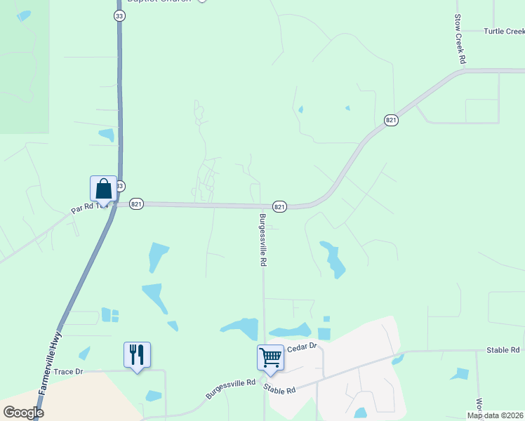 map of restaurants, bars, coffee shops, grocery stores, and more near 100 Burgessville Road in Ruston