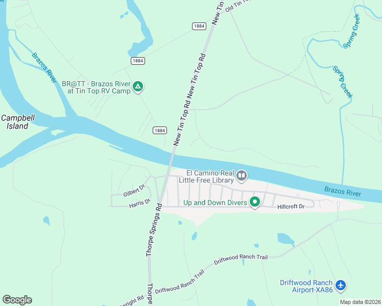 map of restaurants, bars, coffee shops, grocery stores, and more near 2000 River Ranch Circle in Weatherford