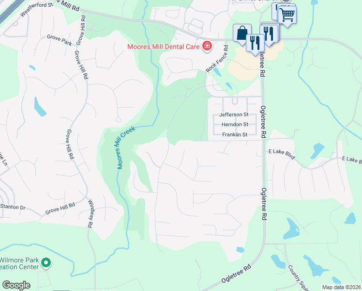 map of restaurants, bars, coffee shops, grocery stores, and more near 1634 Presley Court in Auburn