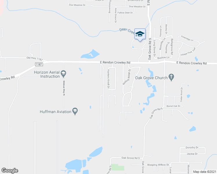 map of restaurants, bars, coffee shops, grocery stores, and more near 12325 Hunters Knoll Drive in Burleson