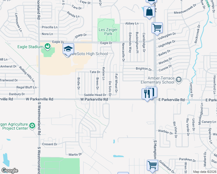 map of restaurants, bars, coffee shops, grocery stores, and more near 805 De Soto Drive in DeSoto