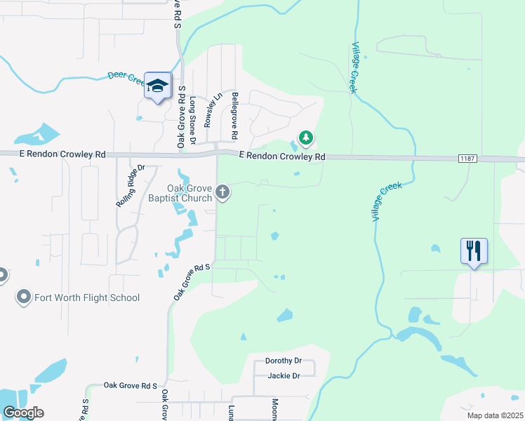 map of restaurants, bars, coffee shops, grocery stores, and more near 12309 Cedar Knoll Drive in Burleson