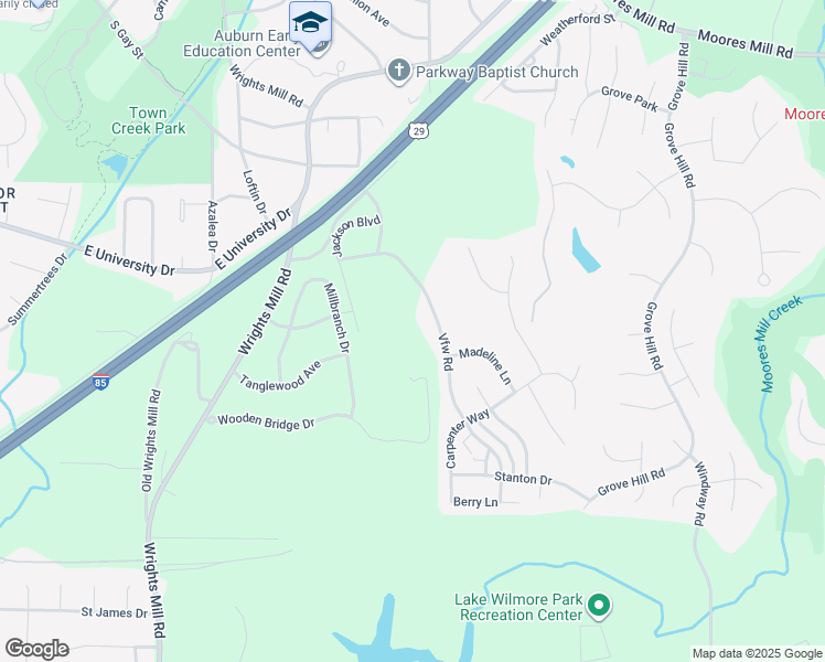 map of restaurants, bars, coffee shops, grocery stores, and more near 1570 Vfw Road in Auburn
