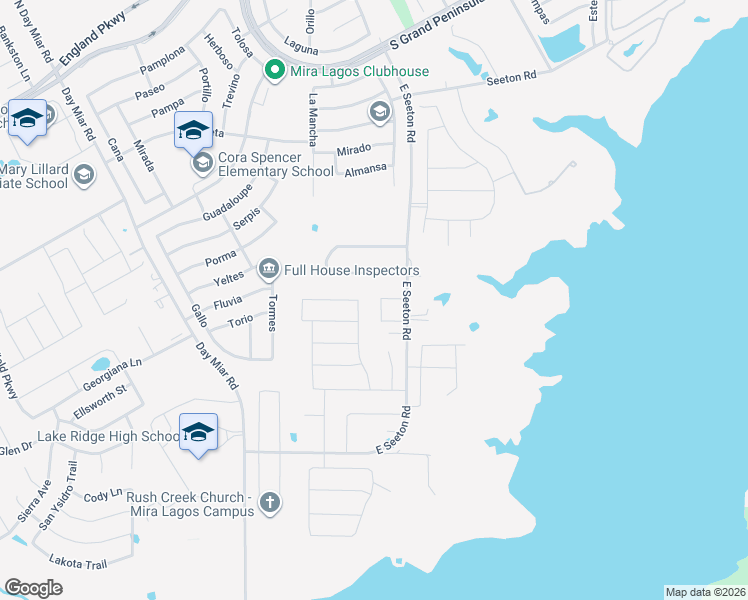 map of restaurants, bars, coffee shops, grocery stores, and more near 7404 Tahoe Drive in Grand Prairie