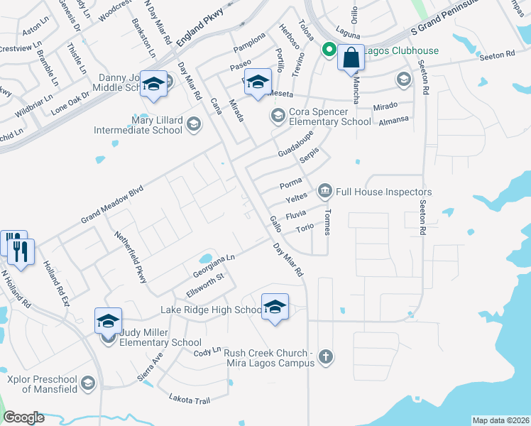 map of restaurants, bars, coffee shops, grocery stores, and more near 7371 Gallo in Grand Prairie