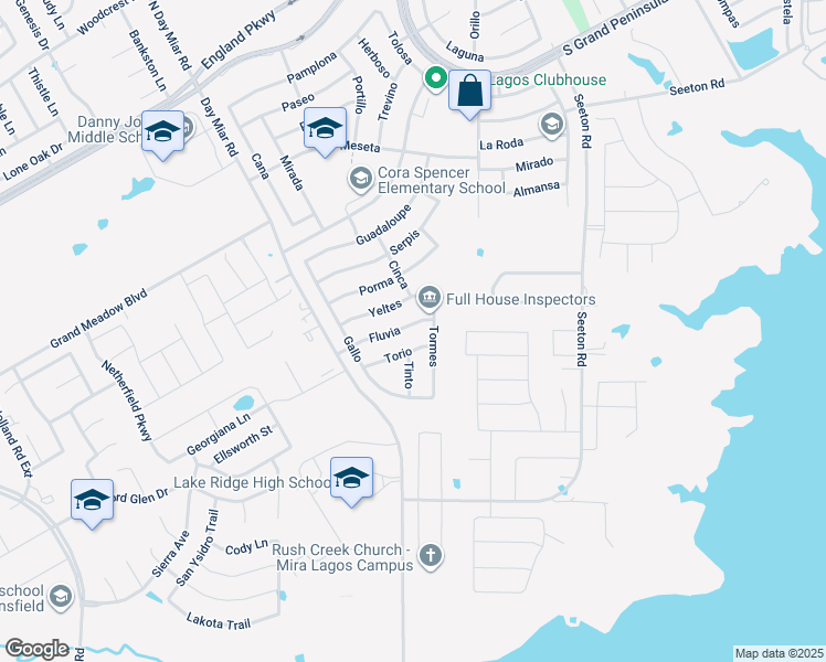 map of restaurants, bars, coffee shops, grocery stores, and more near 3211 Fluvia in Grand Prairie