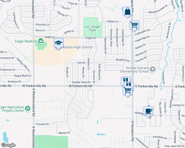 map of restaurants, bars, coffee shops, grocery stores, and more near 805 De Soto Drive in DeSoto