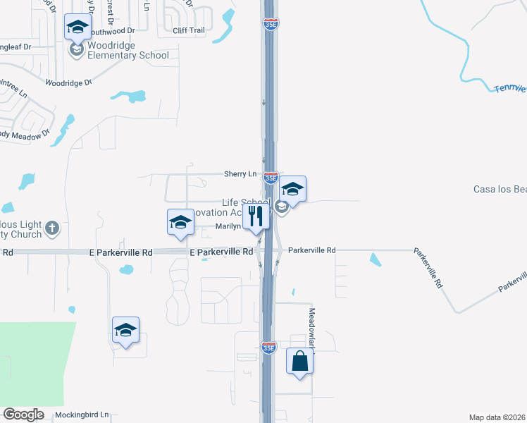 map of restaurants, bars, coffee shops, grocery stores, and more near 809 South Beckley Avenue in DeSoto