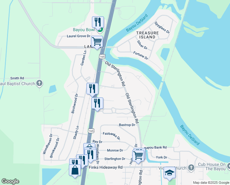 map of restaurants, bars, coffee shops, grocery stores, and more near 3420 Medical Park Drive in Monroe