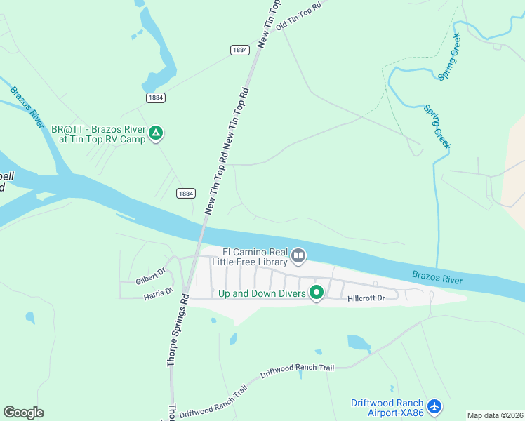 map of restaurants, bars, coffee shops, grocery stores, and more near 1023 River Ranch Ln in Weatherford