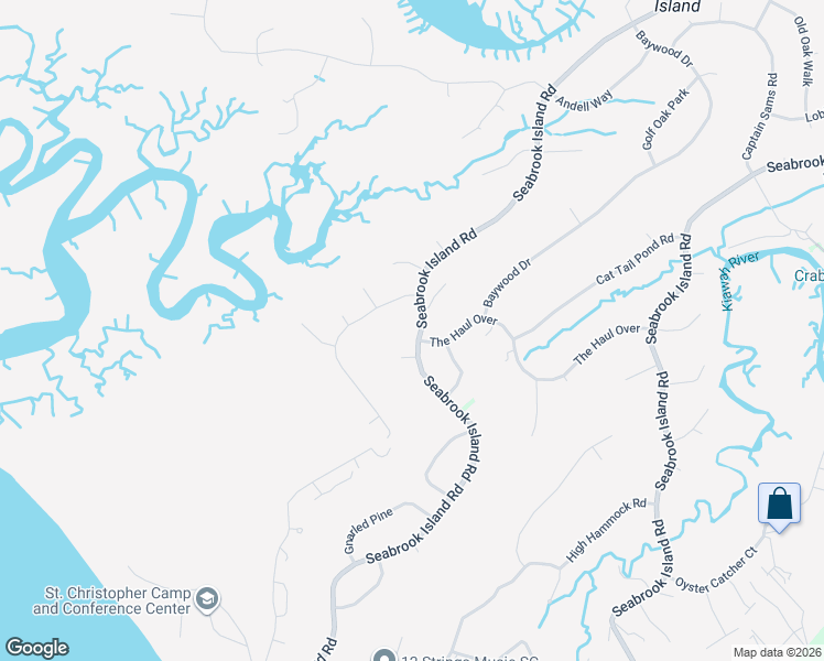 map of restaurants, bars, coffee shops, grocery stores, and more near 2612 Seabrook Island Road in Johns Island