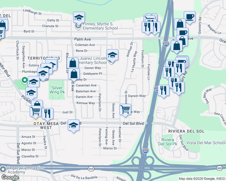 map of restaurants, bars, coffee shops, grocery stores, and more near 4203 Stu Court in San Diego
