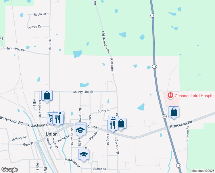 map of restaurants, bars, coffee shops, grocery stores, and more near 101 County Line Street in Union