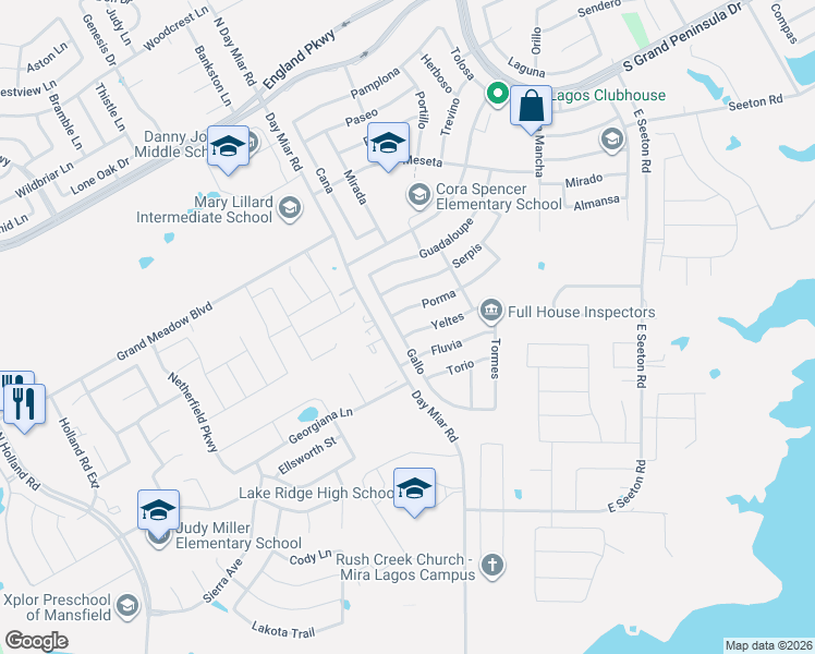 map of restaurants, bars, coffee shops, grocery stores, and more near 7371 Gallo in Grand Prairie