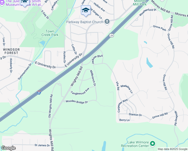 map of restaurants, bars, coffee shops, grocery stores, and more near 1542 Millbranch Drive in Auburn