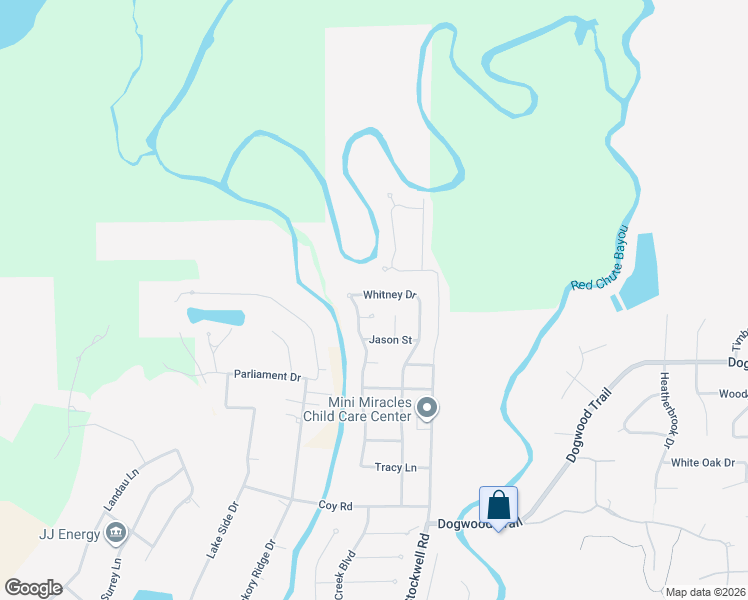 map of restaurants, bars, coffee shops, grocery stores, and more near 6005 Whitney Drive in Bossier City