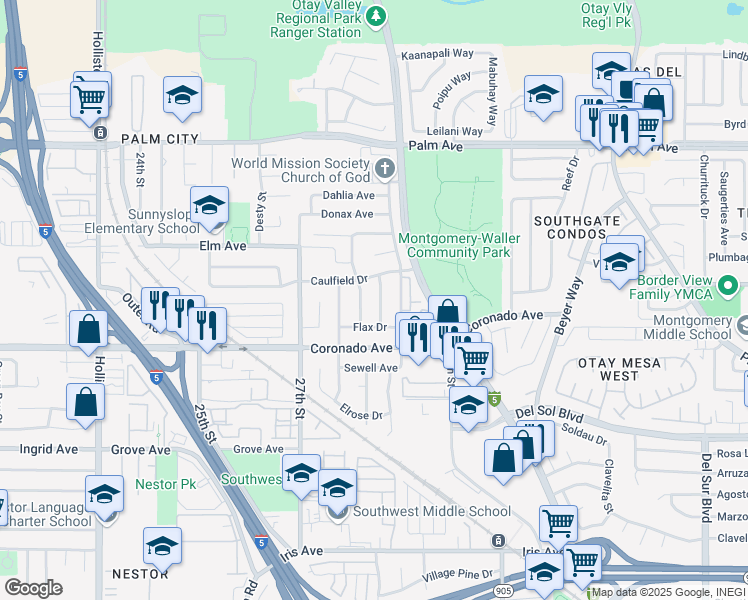 map of restaurants, bars, coffee shops, grocery stores, and more near 1026 Dracma Drive in San Diego