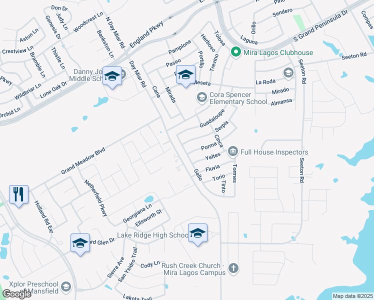 map of restaurants, bars, coffee shops, grocery stores, and more near 3248 Porma in Grand Prairie