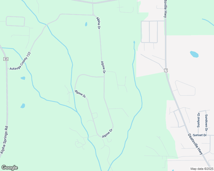map of restaurants, bars, coffee shops, grocery stores, and more near 1854 Alpine Drive in Deatsville
