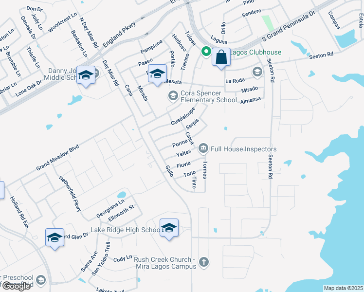 map of restaurants, bars, coffee shops, grocery stores, and more near 3220 Porma in Grand Prairie