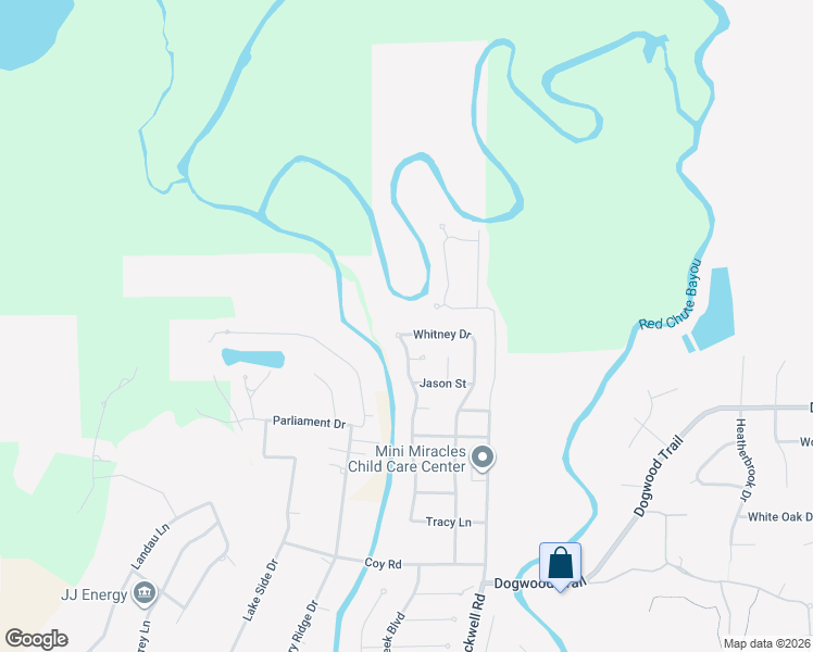 map of restaurants, bars, coffee shops, grocery stores, and more near 6005 Whitney Drive in Bossier City