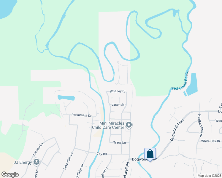 map of restaurants, bars, coffee shops, grocery stores, and more near 6009 Whitney Drive in Bossier City